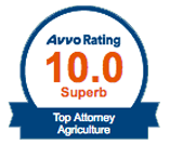 Avvo Rating 10.0 Top Attorney Agriculture Badge
