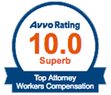 Avvo Rating 10.0 Top Attorney Workers Compensation Badge