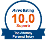 Avvo Rating 10.0 Top Attorney Personal Injury Badge